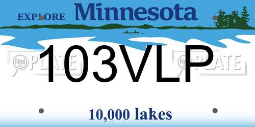 103VLP Minnesota License Plate