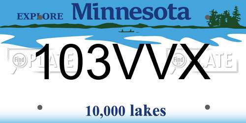 103VVX Minnesota License Plate