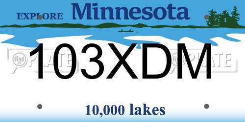 103XDM Minnesota License Plate