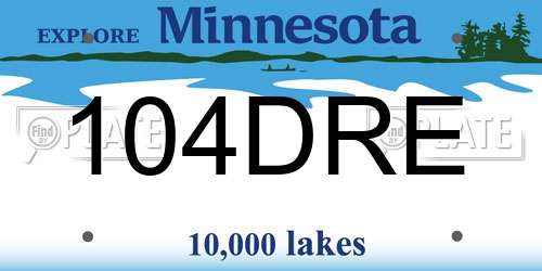 104DRE Minnesota License Plate