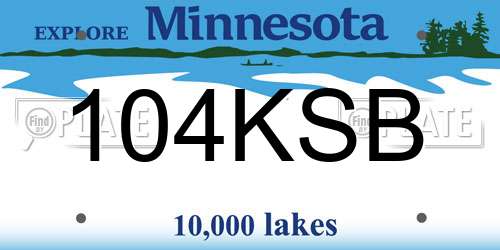 104KSB Minnesota License Plate