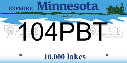 104PBT Minnesota License Plate