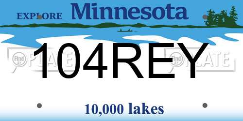 104REY Minnesota License Plate