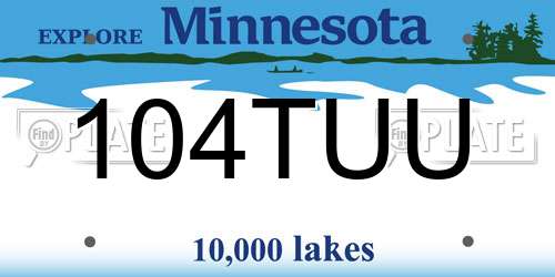 104TUU Minnesota License Plate