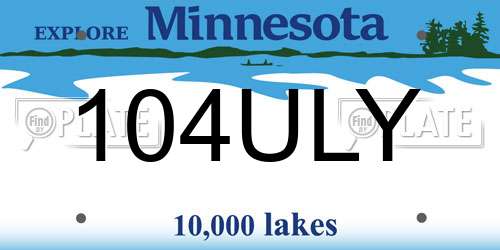 104ULY Minnesota License Plate