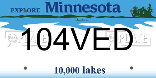 104VED Minnesota License Plate