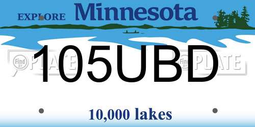 105UBD Minnesota License Plate