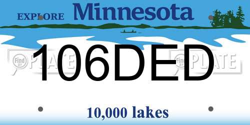 106DED Minnesota License Plate