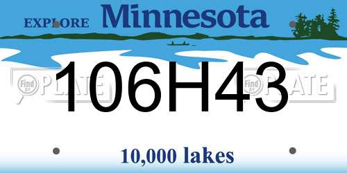 106H43 Minnesota License Plate