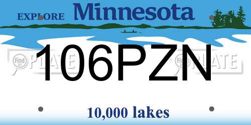 106PZN Minnesota License Plate