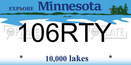 106RTY Minnesota License Plate