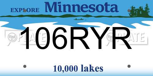 106RYR Minnesota License Plate