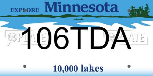 106TDA Minnesota License Plate