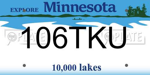 106TKU Minnesota License Plate