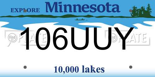 106UUY Minnesota License Plate