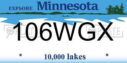 106WGX Minnesota License Plate