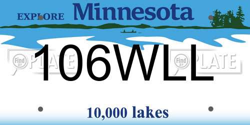 106WLL Minnesota License Plate
