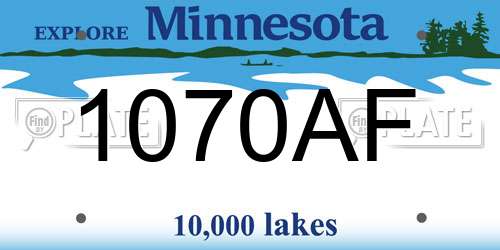 1070AF Minnesota License Plate
