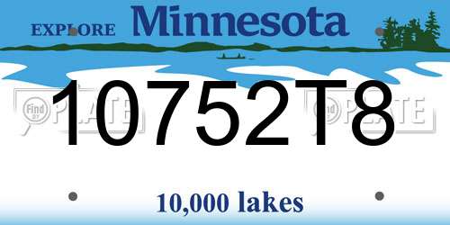 10752T8 Minnesota License Plate