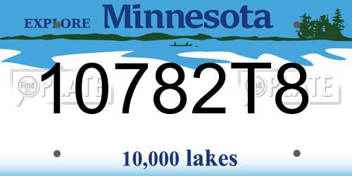 10782T8 Minnesota License Plate