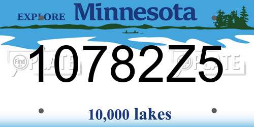10782Z5 Minnesota License Plate