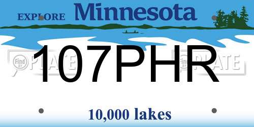 107PHR Minnesota License Plate