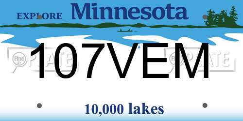 107VEM Minnesota License Plate