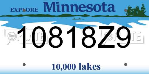 10818Z9 Minnesota License Plate