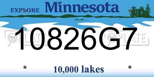 10826G7 Minnesota License Plate
