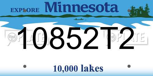 10852T2 Minnesota License Plate