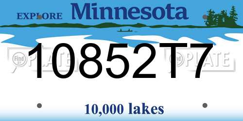 10852T7 Minnesota License Plate