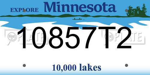 10857T2 Minnesota License Plate