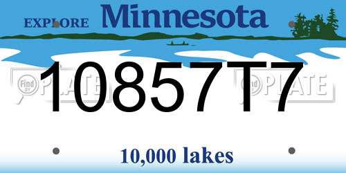 10857T7 Minnesota License Plate