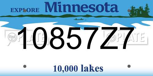 10857Z7 Minnesota License Plate
