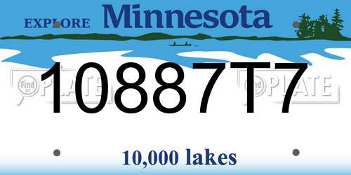 10887T7 Minnesota License Plate