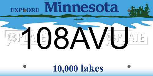 108AVU Minnesota License Plate