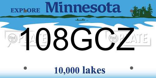 108GCZ Minnesota License Plate