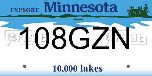 108GZN Minnesota License Plate