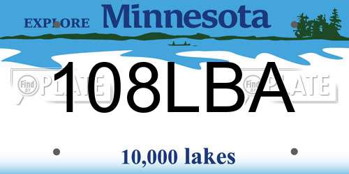 108LBA Minnesota License Plate