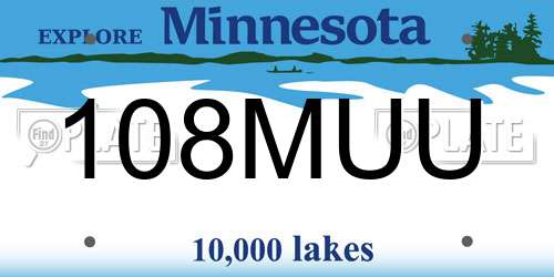 108MUU Minnesota License Plate