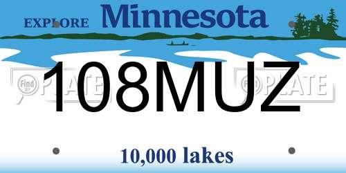 108MUZ Minnesota License Plate