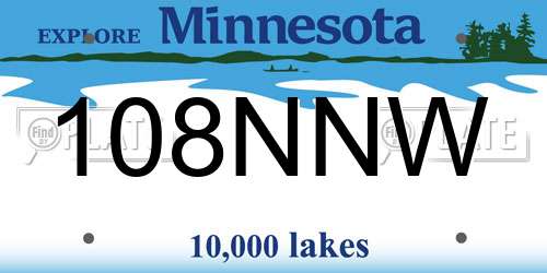 108NNW Minnesota License Plate
