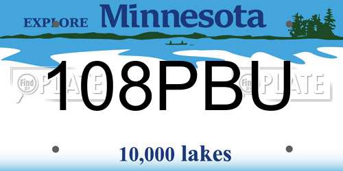 108PBU Minnesota License Plate