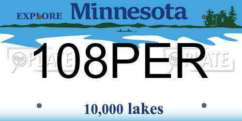 108PER Minnesota License Plate