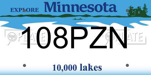 108PZN Minnesota License Plate