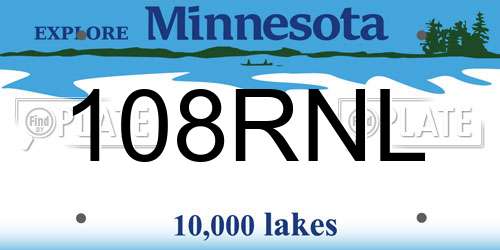 108RNL Minnesota License Plate