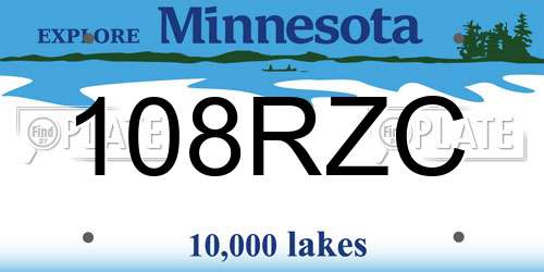 108RZC Minnesota License Plate