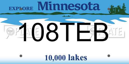 108TEB Minnesota License Plate