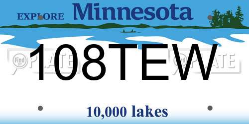 108TEW Minnesota License Plate