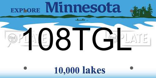 108TGL Minnesota License Plate